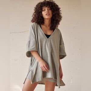 Free People Movement Hot Shot grey reversible oversized tee size medium